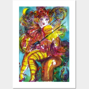 PIERROT PLAYING VIOLIN / Venetian Carnival Night Posters and Art